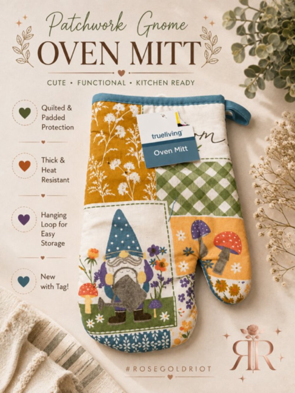 🩵 Dusty Teal Quilted Oven Mitt 🩵